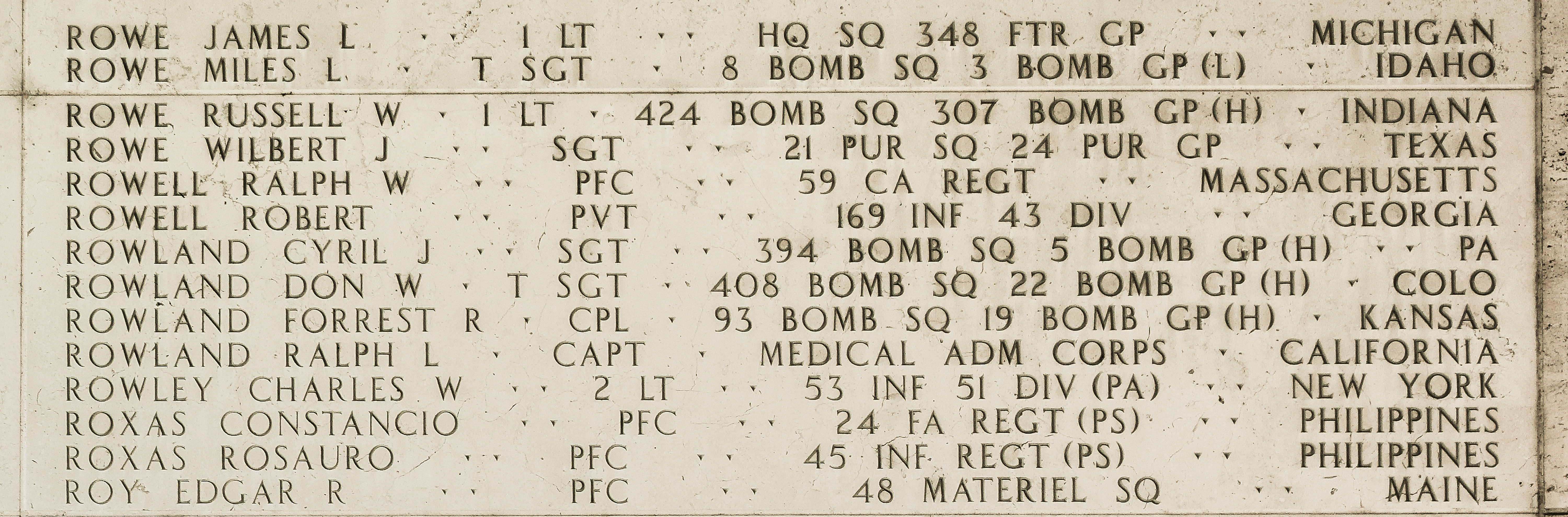 Miles L. Rowe, Technical Sergeant